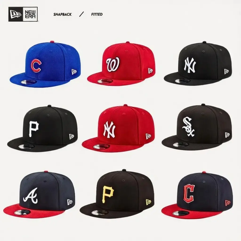 New Era MLB Premium Retro Team Baseball Cap – LA Dodgers, NY Yankees, White Sox, Cardinals, Nationals, Pirates, Braves, Guardians, Adjustable Flat Brim Snapback Hat, Official Logo Embroidery, Urban Athletic Fashion, USA 2026 Collection