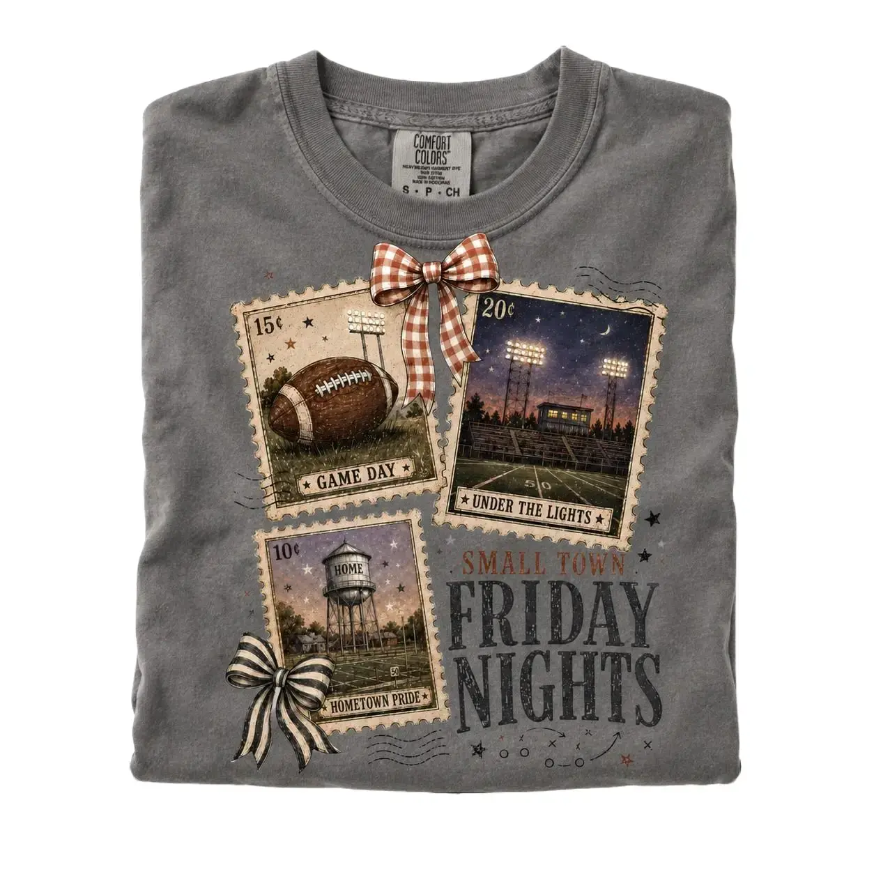 Comfort Colors Small Town Friday Nights Shirt Football Mom Shirt, Under the Lights Hometown Game Day Tee, Trendy Fall Football Season Comfort Colors Style Womens Graphic Tshirt