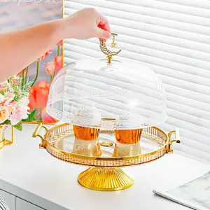 Cake Display Stand, Multi-functional Serving Tray with Dome Cover, Durable Design Party Cake Stand for Cake, Salad, Dessert, Ornaments, Clear Cupcake Stand