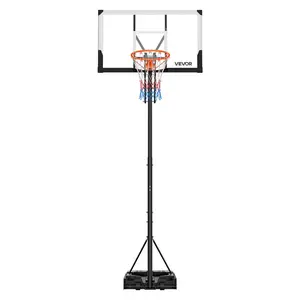 VEVOR Portable Basketball Stand, 5.25 to 10 ft Height Adjustment Basketball Hoop & Goal, Portable Basketballs Hoop with 48 inch PC Backboard & Wheels for Kids, Teens, Adults in Driveways, Pools