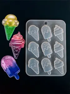 Cute Style Mirror Crystal Epoxy Ice Cream Mold, Handmade Silicone Mould DIY Jewelry Pendant Craft Decor, 1 Piece
