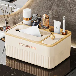 Home Living Room Coffee Table Item Organizer Storage Box Desktop Cosmetic Storage Box with Compartments Multifunctional Tissue Box