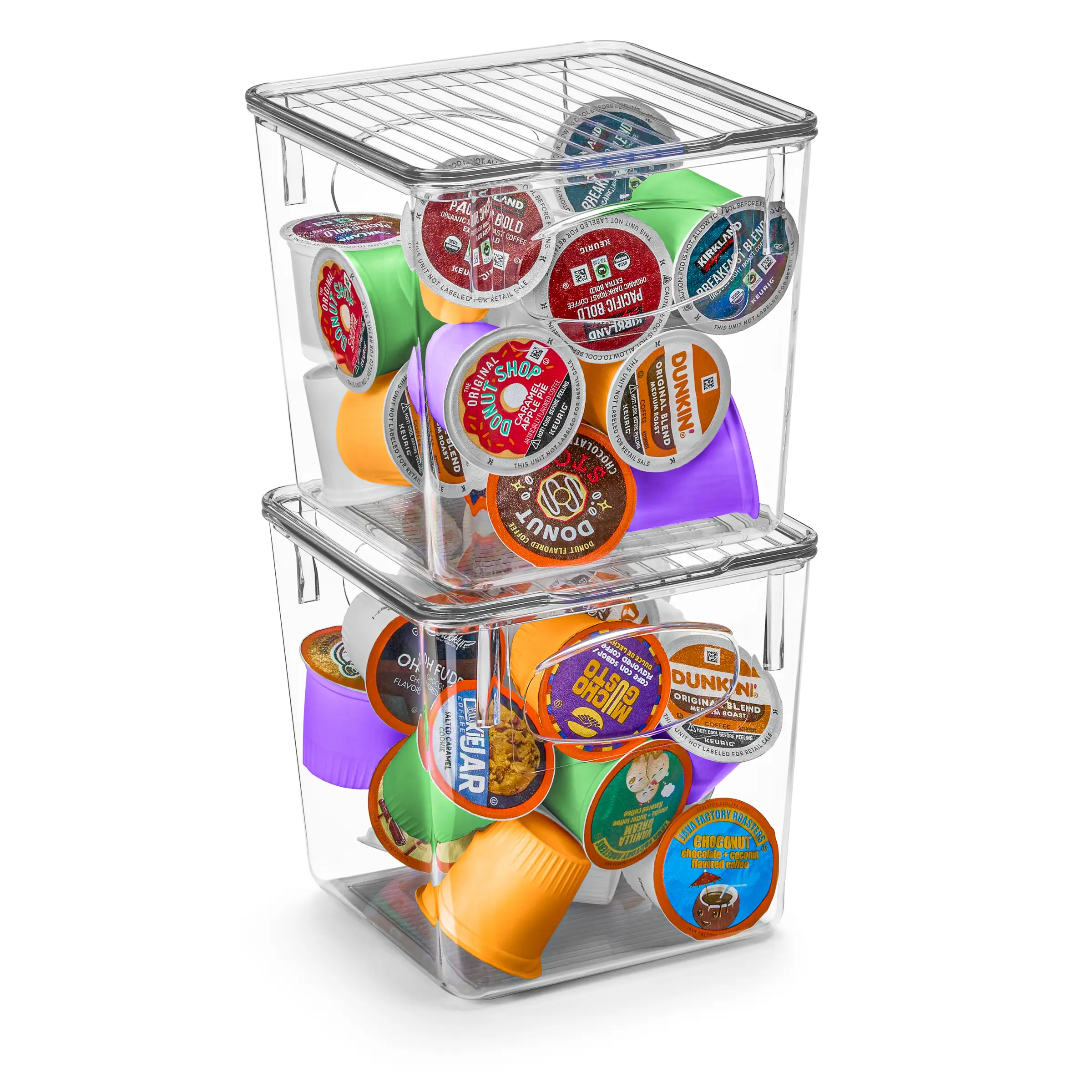 Sorbus Small Clear Plastic Bins with Lids, Pack of 2 - Ideal for Kitchen Organization and Storage Boxes Container Drawer Organiser