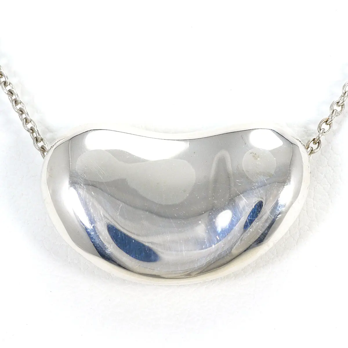 Pre-owned Tiffany & Co. Sterling Silver 925 (Ag925) Small Leather Goods Bean Silver Necklace