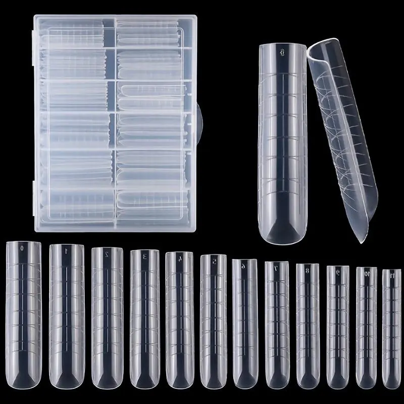 120pcs Clear Full Cover Dual Nail System for UV Gel Acrylic Nail Art - Nail Art Tools - Includes Scale and U-Shaped Tips for Extension - Perfect for Artificial Nail Tips - Fake Nails Extensions