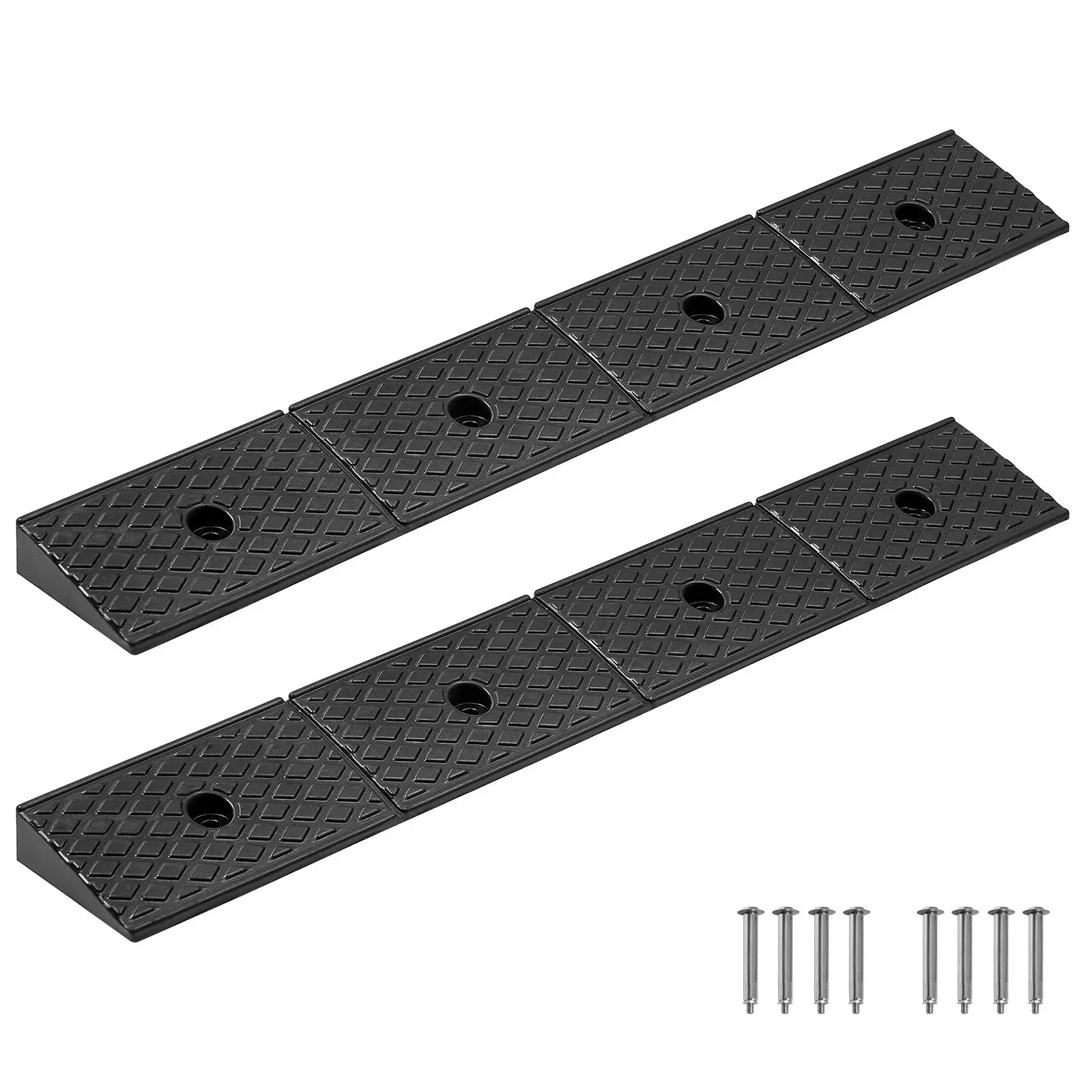 VEVOR Rubber Curb Ramp, 33069 lbs Load Capacity, 2 Inches Rise Height Heavy Duty Rubber Threshold Ramp with Drainage Tank for Wheelchairs, Strollers, Motorcycles, Cars, Lawn Mowers Trailers, 2 Pack