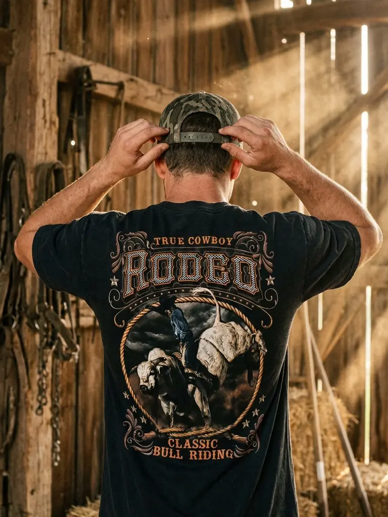 True Cowboy Rodeo Shirt, Classic BullRiding Western Tee, Vintage Rodeo Cowboy T-Shirt