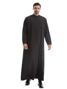 Muslim Middle East Men Embroidered Robe, Authentic Saudi Thobe, Traditional Arabic Clothing, Comfortable Long Sleeve, Perfect for Daily Wear