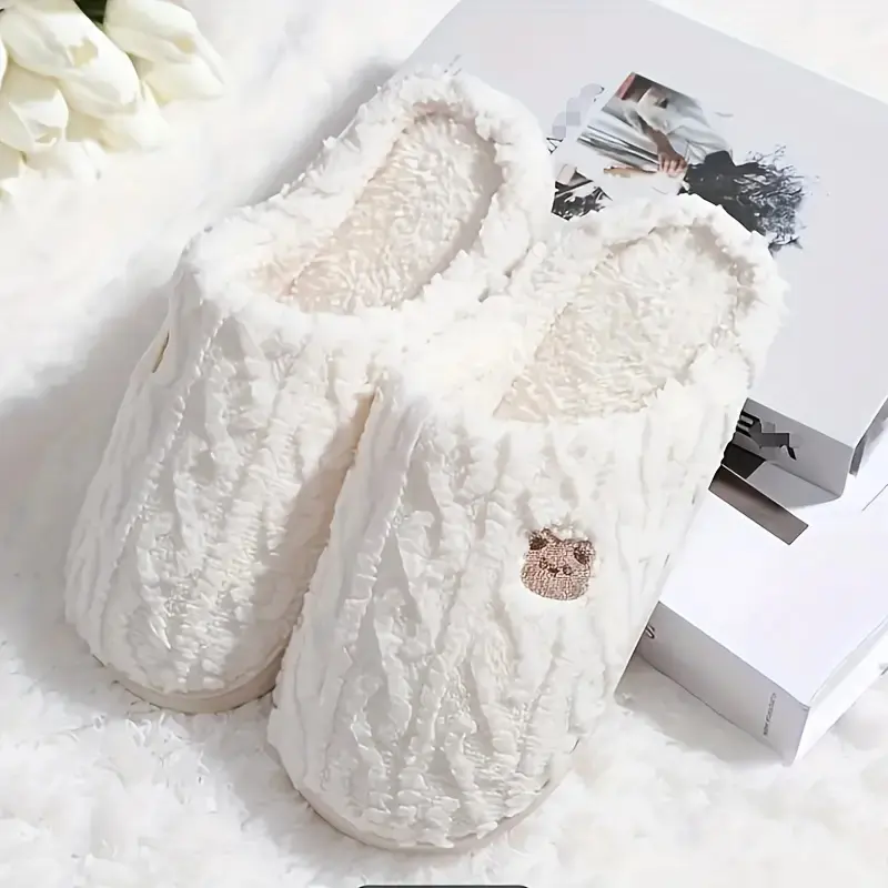 Winter Cotton Slippers for Couples, Fashion Couple Slippers Indoor Home House Slipper Warm Soft Sole Fur Slippers, Christmas Gift, 1 Pair, Comfortable Winter Footwear