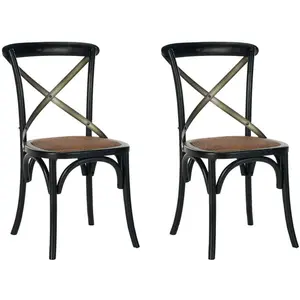 Franklin 18" H X-Back Farmhouse Dining Chair (Set of 2) - AMH9501 - Black - Safavieh Couture