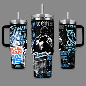 D-Drake Cool Rapper Vacuum Flasks 40oz Stainless Steel Tumbler with Handle & Straw, Vacuum Insulated Travel Mug Keeps Drinks Cold Up to 34 Hours, Leak-Resistant Cup for Iced Coffee, Water, Office, Gym or Travel, Stainless Steel Drinkware