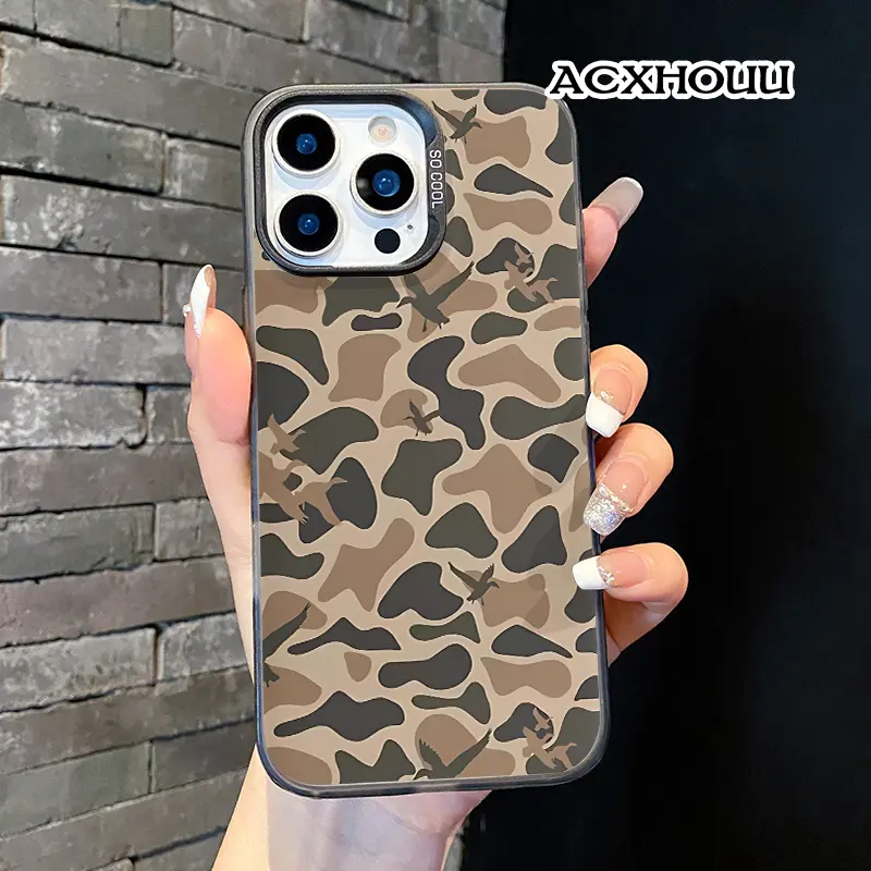Protective Smartphone Case for iPhone 11-17, 14-16 Pro/Pro Max - Camouflage Flying Birds Design, Soft TPU Shockproof Silicone Casing, Handheld Cellphone Accessory, Accessories