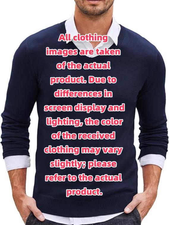 COOFANDY Fall Outfits 2-Pack Knitted Ribbed V-neck Casual Jumper Knitwear Classic Fabric Fashion Menswear Shirt Soft Sweater Office（runs small ）
