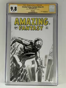 Authentic Collectible Comic Book - Amazing Fantasy #15 CGC 9.8 Yellow Label Exclusive Sketch Variant with Artist Signature by Marco Mastrazzo