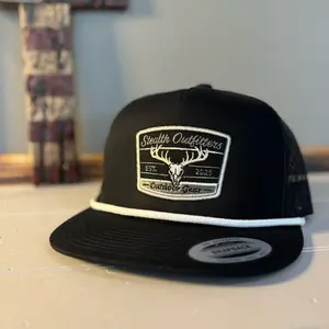 Stealth Outfitters Trucker Hat - Black with White Trim, Established 2025, Outdoor Gear, Snapback Style Yupong
