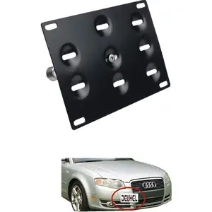 Dewhel Front Bumper Tow Hook License Plate Mount Bracket Holder Bolt On No-Drill Modification Tow Eye LP Holder for 01-08 Audi A4 S4, 05-11 A6 S6