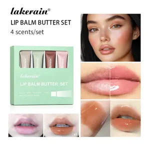 Butter Lip Balm Set, Lightweight Non-Sticky Hydrating Long-Lasting Moisture, Repairs Lips, Gentle Nourishment, 4 Pieces, All Seasons