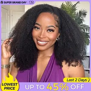 [3 In 1 Half Wig] OQ HAIR Afro Curly Wear Go Glueless Half Wig 180% 250% Density Upgrade With Drawstring Cap Invisible Hairline Human Hair Wigs Beginner Friendly #DealsForYouDays