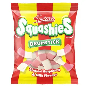 Squashies Drumstick - Original Raspberry and Milk Flavor Candies - 120g Each