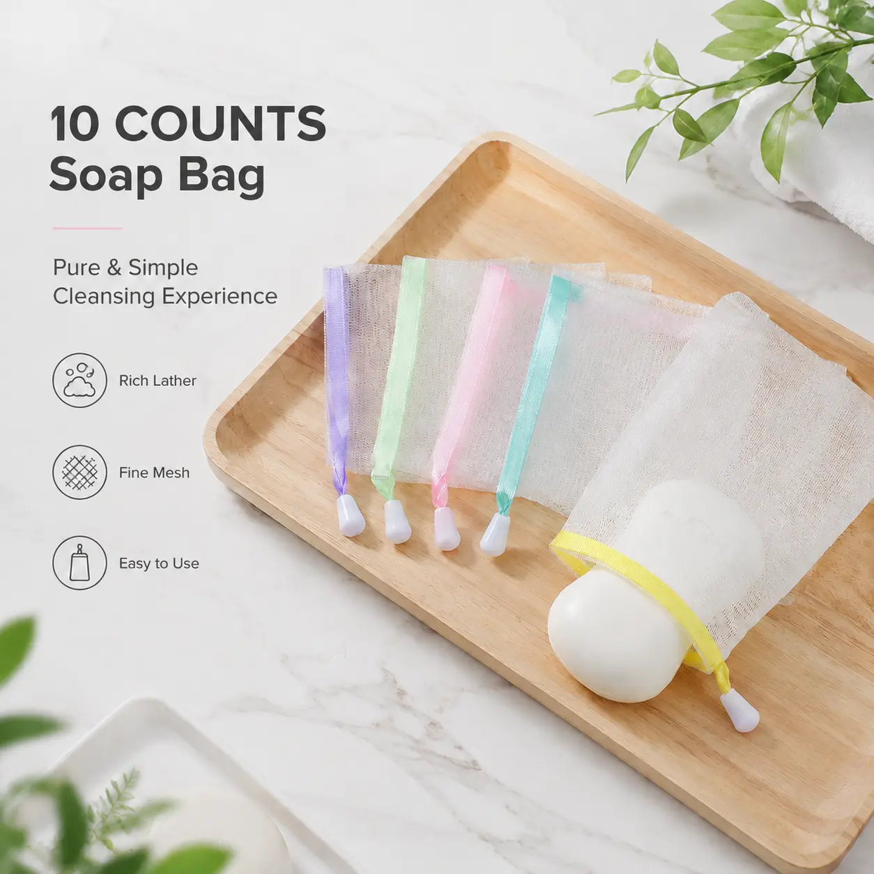 10PCS Mesh Soap Bag, Exfoliating Soap Saver Pouch, Foam Net Soap Saver, Soap Bag Soft for Shower with Drawstring