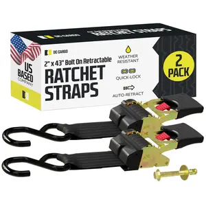 2 inch Bolt-On Retractable Ratchet Straps, 2-Pack