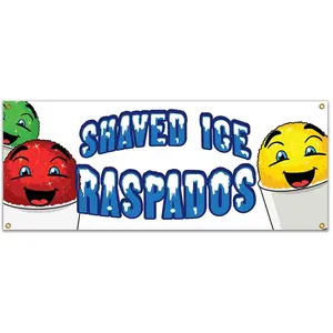 SignMission  48 in. Shaved Ice Raspados Banner with Concession Stand Food Truck Single Sided