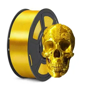 Silk Gold Pla Filament 1.75mm, 3D Printer Filament, 250g Spool, Dimensional Accuracy +/- 0.02mm, Fits Most 3D Printers, Metallic, Glossy, Smooth effect