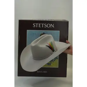 STETSON 6X Silver Grey Skyline Traditional Cowboy Hat - 4 5/8" Crown, 4" Brim, Antique Silver Buckle, Genuine Leather Sweatband, High Quality Fur Felt, Handmade in USA