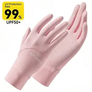 Women's Summer Sun Protection Ice Silk Gloves, Touchscreen Breathable Non-Slip UPF 50+ UV Gloves, Lightweight Anti-UV Gloves, Suitable for Driving, Outdoor & Daily Commute