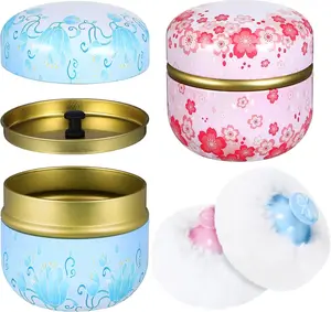 Powder Puff Case Kit — Powder Puff Case for Body Cosmetics Container, Soft Dusting, for Babies and Women, Travel/Home Use, Face & Body Box (4 Pieces)