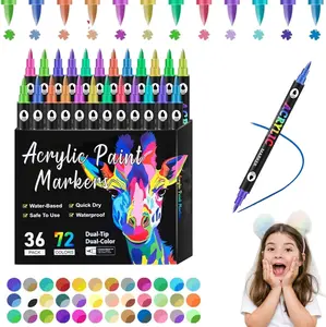 Dual Tip Acrylic Paint Markers –  Paint Pens for Rock, Wood, Canvas, Ceramic, Plastic & Glass, Extra Fine Drawing Art Supplies, Perfect for DIY Crafts, Detailing, Scrapbooking & Easter Basket Gift