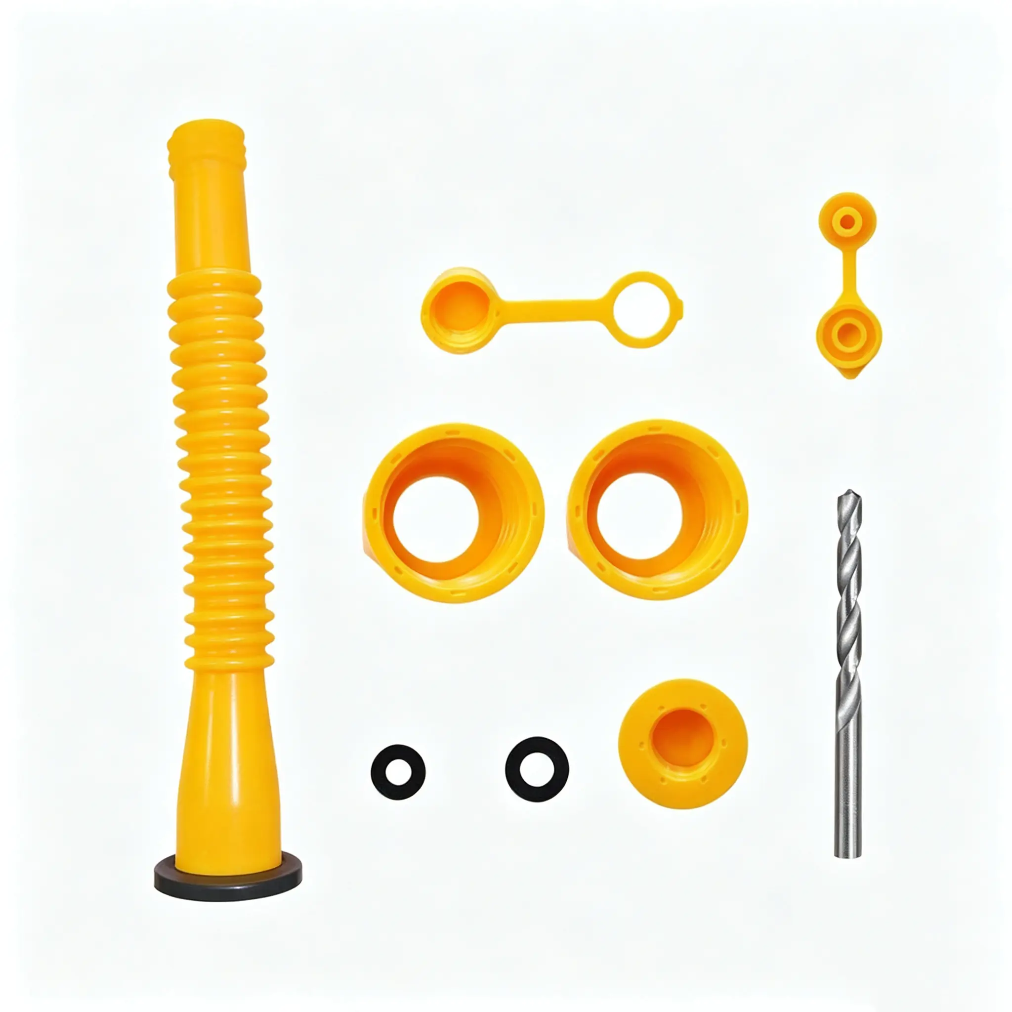 Gas Can Spout Replacement Kit, Gas Can Nozzle Replacement with Vent Cap, Drill Bit, Leak-Proof Gas Fuel Jug Spout for 1/2/5/10 Gallon Cans