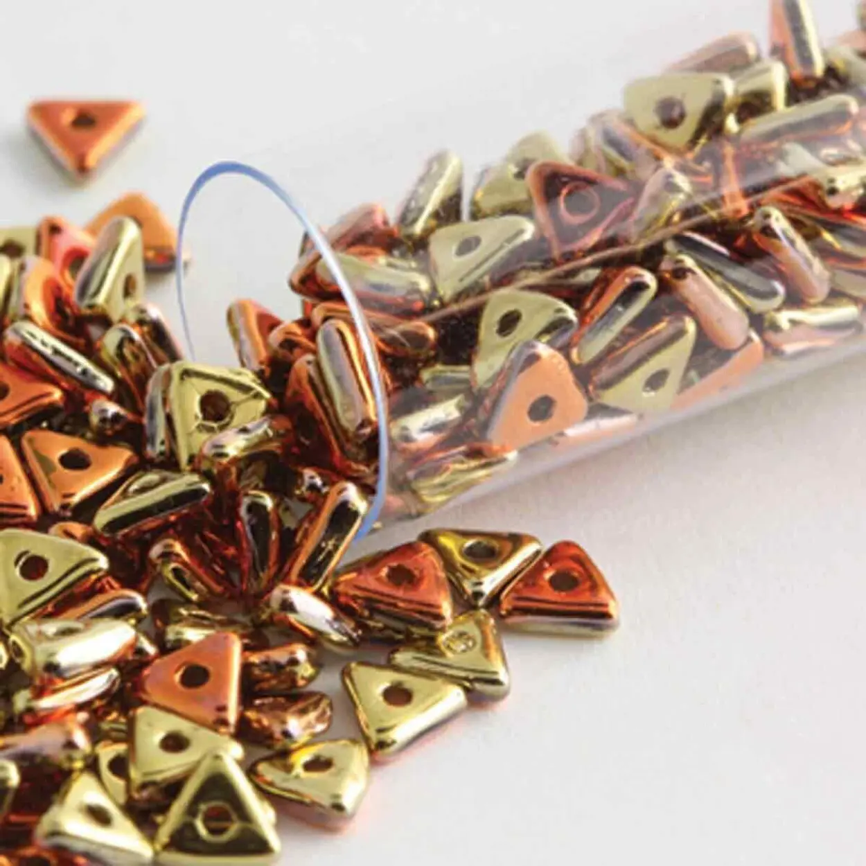 Tri Beads 4.6x1.3mm Czech Glass Triangles. Select colors. Approx., 9gr Tubes of Triangle Beads