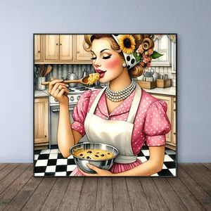 Vintage Apron Pattern DIY Diamond Arts Colorful Painting Kit without Frame, DIY 5D Diamond Arts Colorful Painting for Bedroom Home Wall Decor