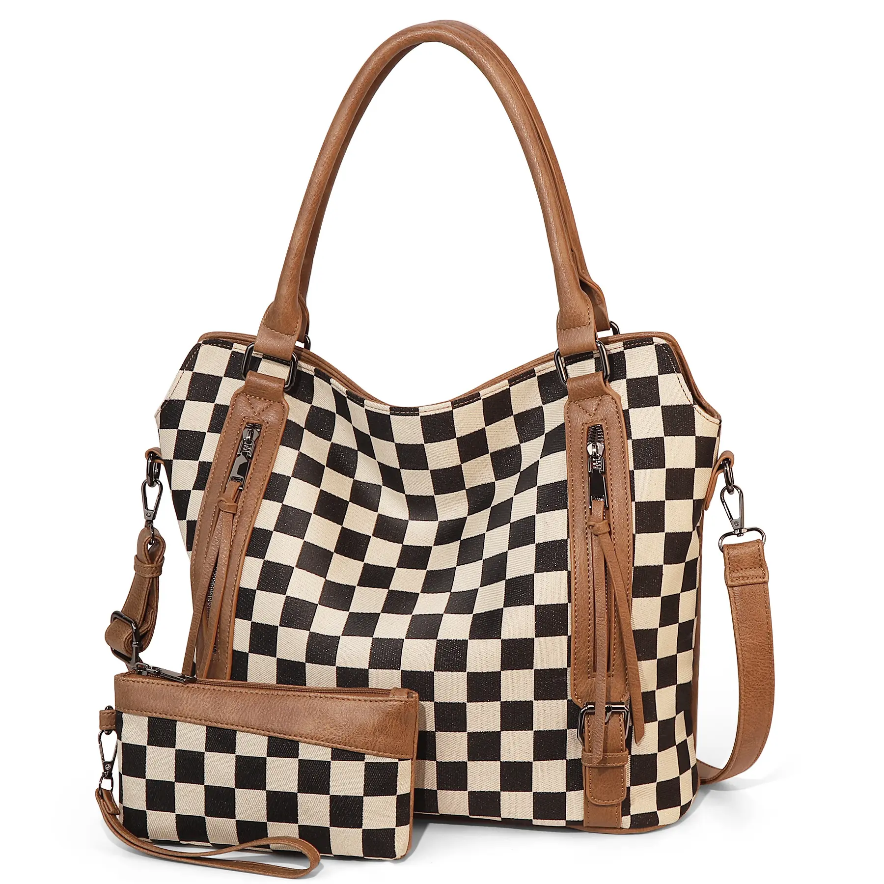 Checkered shoulder tote bag, plaid handbag, women's bag, large capacity, new commuter style for women