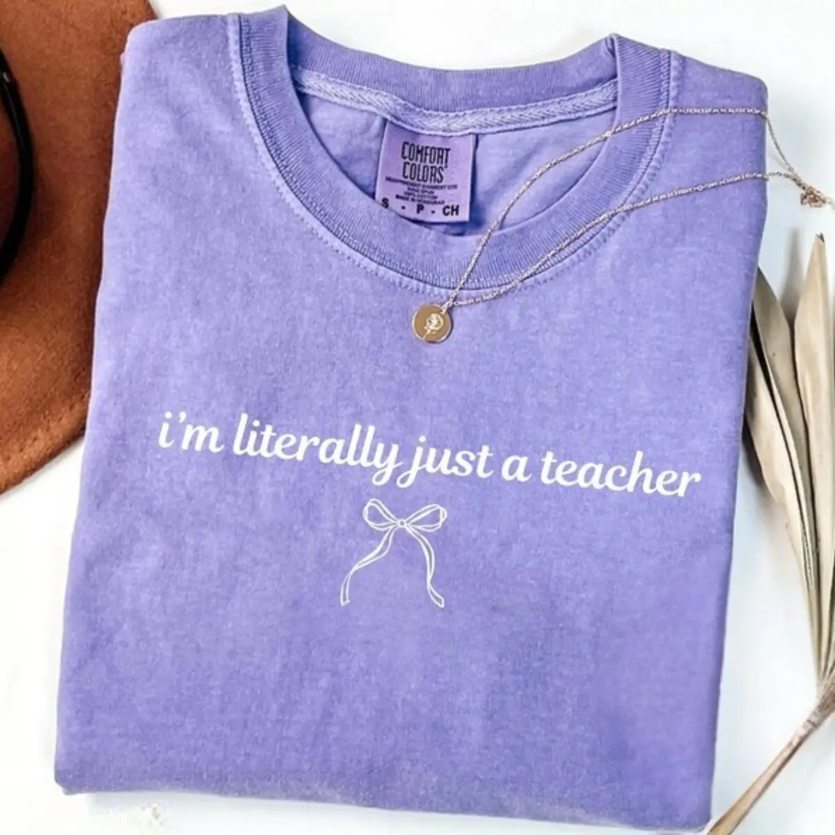 Comfort Colors I’m Literally Just a Teacher TShirt, Funny Teacher T-Shirt, Back to School Tee, Coquette Teacher Tee, Teacher Appreciation