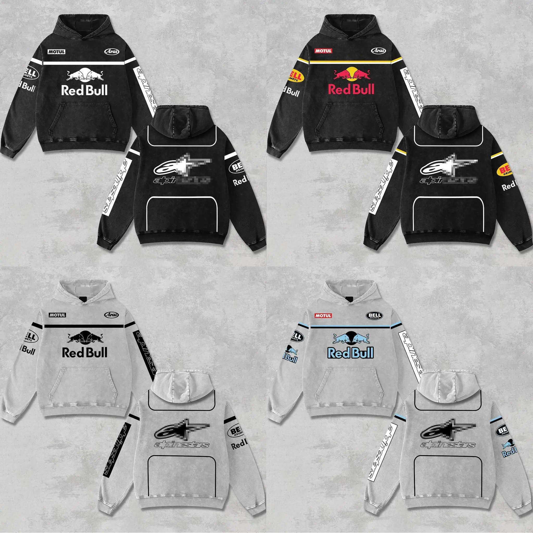 Retro Red Racing Hoodie Vintage Washed, Motor World Championship Enthusiast, Motorcycle Off-Road Dirt Bike Graphic Streetwear, Heavyweight Biker Sweatshirt, Retro Moto Gear Motorbike Apparel Men’s Grunge Y2K Racing Jacket Style
