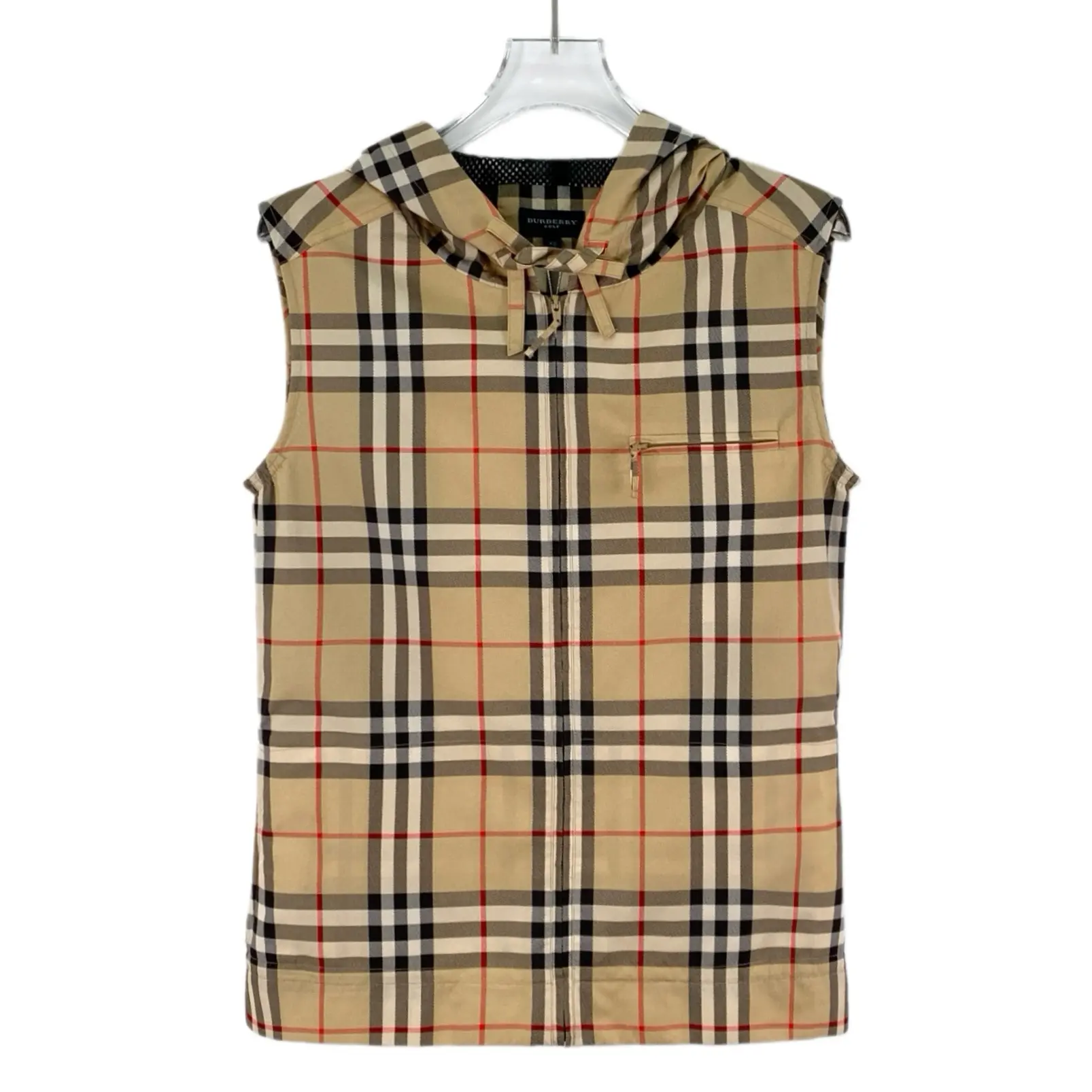RDLT - Burberry Brown Classic Check Hooded Zip Sleeveless Vest Size XS