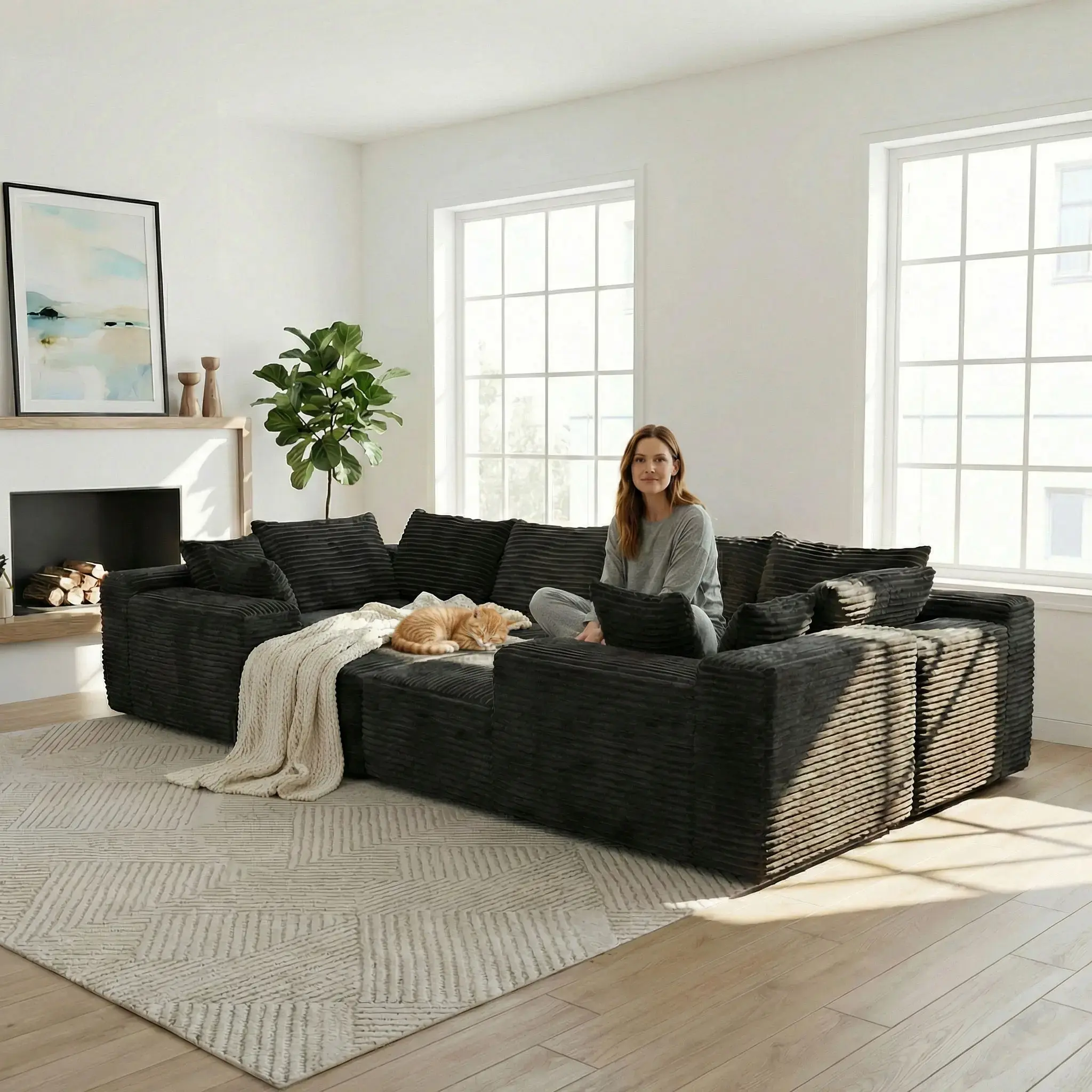 【Crazy Discounts】UTUHMWM 138'' Oversized U Shaped Sectional Sofa, 8-Seater Modular Boneless Cloud Couch with Chaise Lounges, 4-in-1 Flexible Combination Deep Seat Corner Sofa, Zero Assembly Required, for Large Living Room Spaces & Family Gatherings 【Crazy Discounts】UTUHMWM 138'' Oversized U Shaped Sectional Sofa, 8-Seater Modular Boneless Cloud Couch with Chaise Lounges, 4-in-1 Flexible Combination Deep Seat Corner Sofa, Zero Assembly Required, for Large Living Room Spaces & Family Gatherings