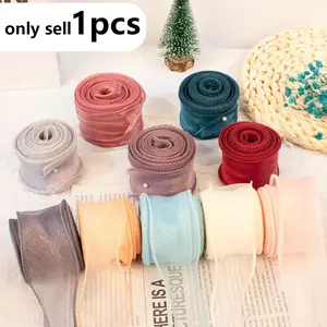 4cm Ruffled Ribbon Cake Box Decoration, Pleated Frill Satin Bow, Flower Bouquet Packaging, Wave Edge Linen Ribbon Roll, DIY Craft Gift