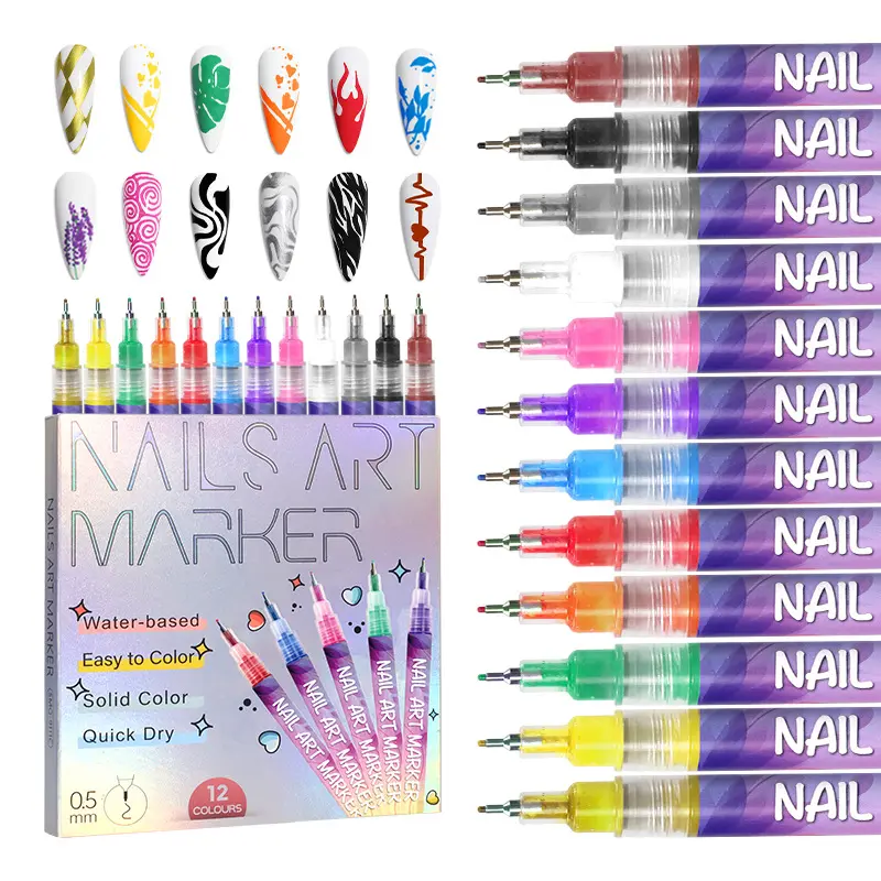 Nail Art Pens Set, Nail Art Markers Polish Pen,0.5 MM Nail Polish Pens Set Drawing Painting Point Liner Acrylic Painted Pen Kit, Waterproof and Quick-drying Nail for DIY Nails Art Design Manicure Tools