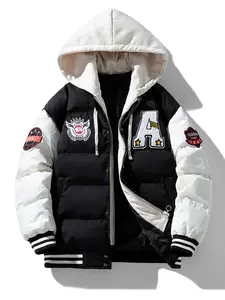 Men's Cotton Jacket Winter Fake Two-Piece Thick Warm Coat Trendy Couple Bread Jacket Cotton Clothing clothes