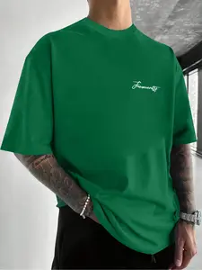 Men's Personalized Summer Knit T-Shirt with Unique Letter Print, Casual Fitted Style for Comfortable Daily Wear in Spring & Summer