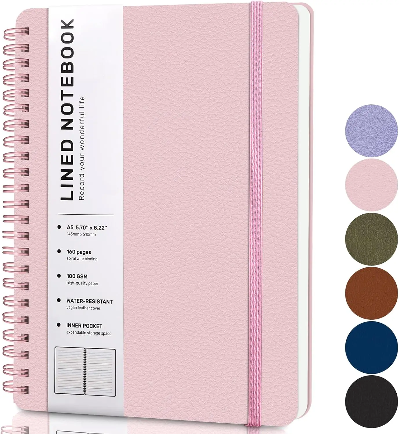 Lined Spiral Journal Notebook, A4 Hardcover Leather Notebook for Work, 8.5''11'', 100GSM Thick Paper Spiral Bound Journaling Notebooks for Women & Men Office School Note Taking Business,