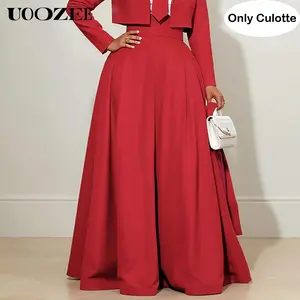 UOOZEE Women's Big Hemline Maxi Pants(Only) Elasticated Waist High Waisted Pleated Pockets Zipper Culotte, Ideal for Formal Events, Office Gatherings & Chic Evening Outings(Sizing Runs Small - Check Size Guide or Order Larger)