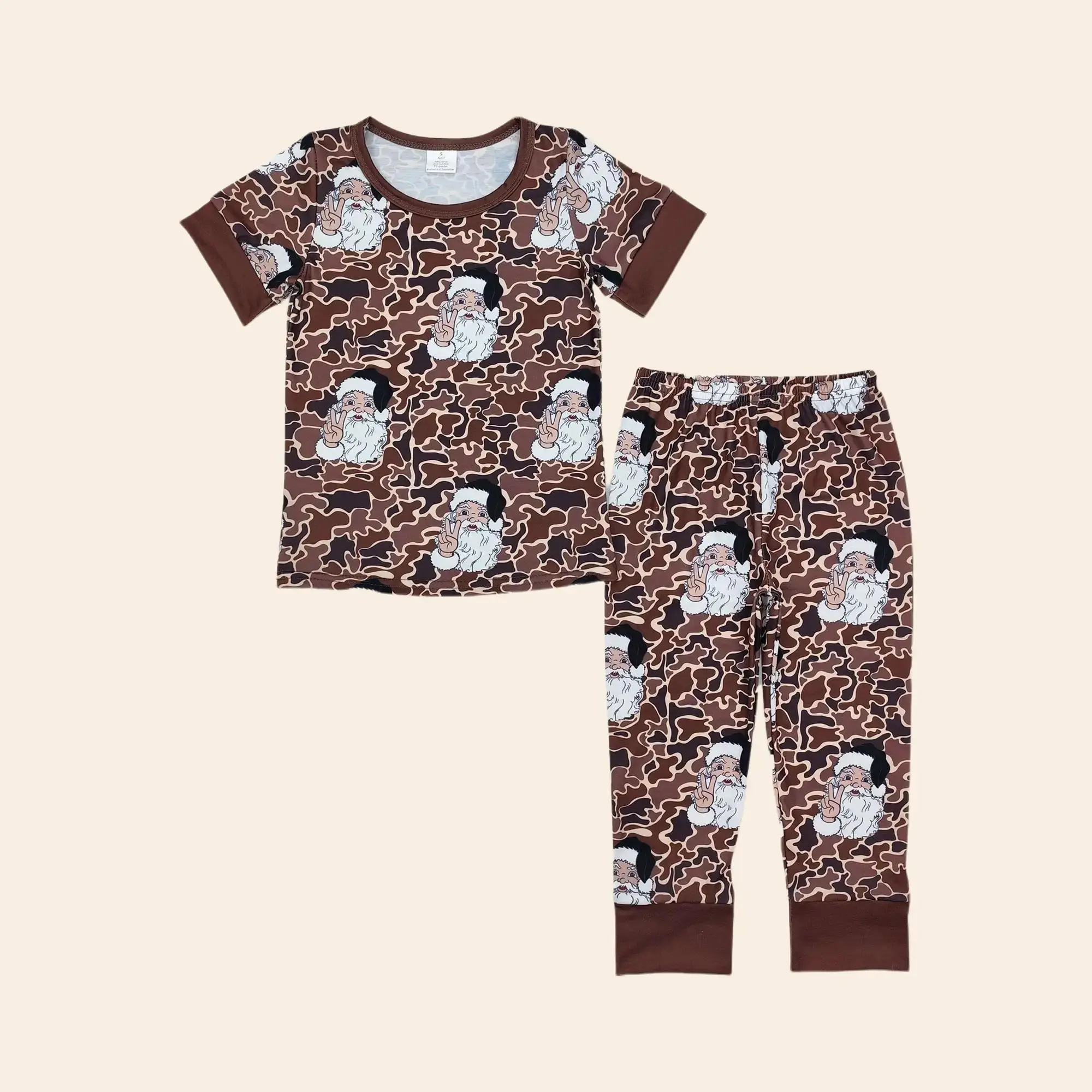 Boys' Camo Santa Christmas Pajama Lounge Set, UWH Kids' Christmas Sleepwear Outfit for Children, Pajama Lounge Sets