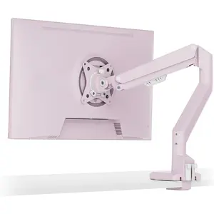 PS1S Wave Pink Single  Arm Stand Desk Mount - Fits up to 32 inches Monitors and up to 19.8lbs. VESA Compatibility and Integrated  Management
