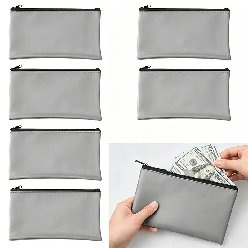 Unisex Waterproof Large Size 6-Pcs PU Leather Zipper Wallet Bags - Secure Closure, Smooth Finish, Daily Carry Accessory for Women, Kids, ID Cards, Credit Cards, Change, Fits Handbags or Backpacks, Handbag Insert, Functional Pouch
