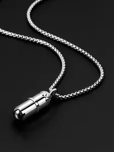 Men's Simple Plain Stainless Steel Pendant Necklace, Casual Versatile High-end Design Sense Jewelry, Male Minimalist Necklace, Exquisite Chain Jewelry