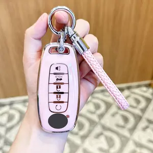 ACEBOY for Nissan Rogue Pathfinder 2023 2024 Accessories  Keychain Case Protector Shell 5 Button Pink  Girly TPU